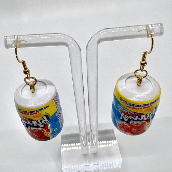 Kool Aid Earrings - Tropical Punch Drink Powder Cans - Mini Brands Earrings - Picture 4 of 6